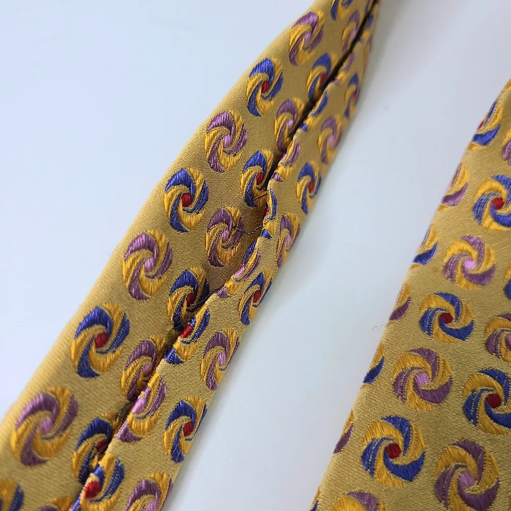 Ted Baker Geometric Print Marigold Pinwheel Swirl Woven Silk Tie